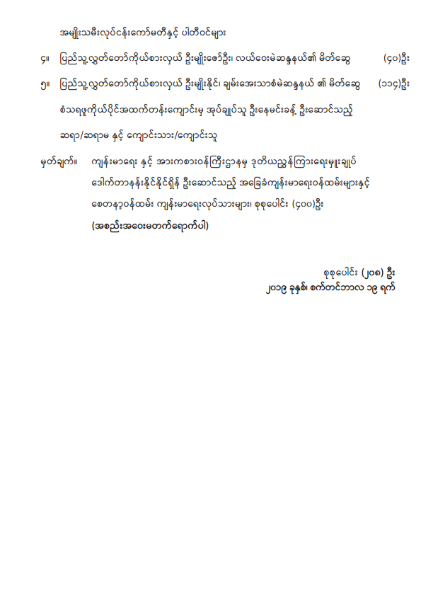 ဒုတိယအကြိမ် ပြည်သူ့လွှတ်တော် (၁၃)ကြိမ်မြောက်ပုံမှန်အစည်းအဝေး (၂၃) ရက်မြောက်နေ့သို့ လာရောက်လေ့လာသူများစာရင်း